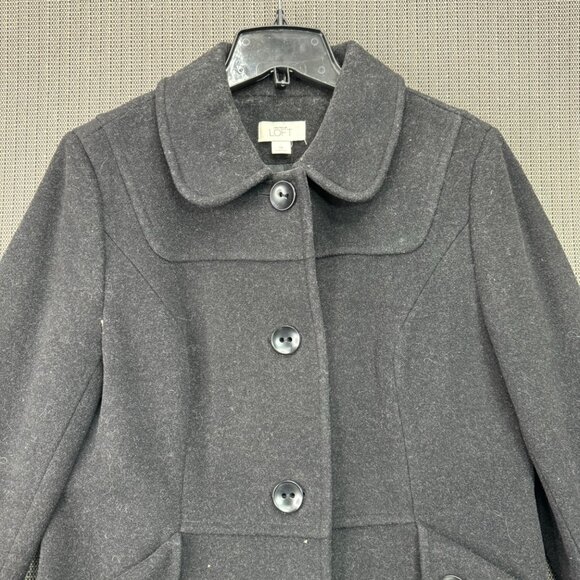 Ann Taylor Loft Womens Size 10 Button-Front Black Peacoat (Rare find) - Picture 4 of 7